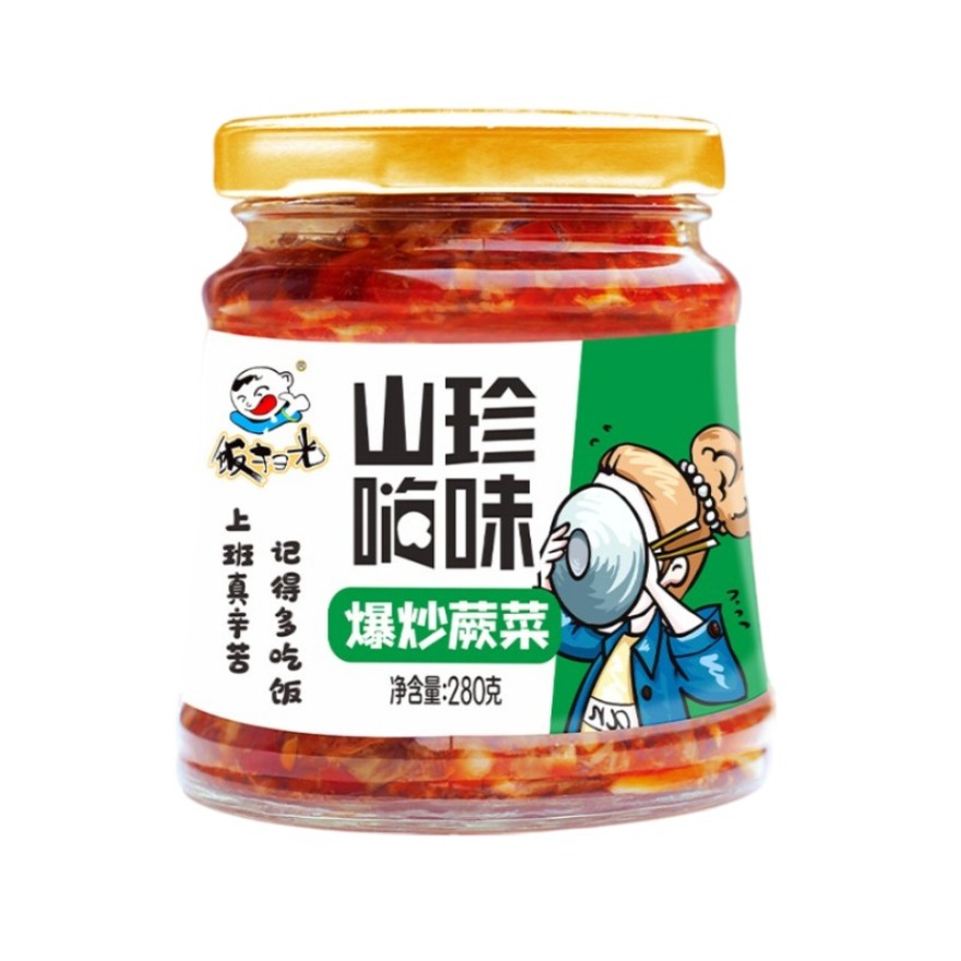 推荐商品：饭扫光 爆炒香菌山珍嗨味下饭菜 280g 瓶装 拌饭拌面什锦