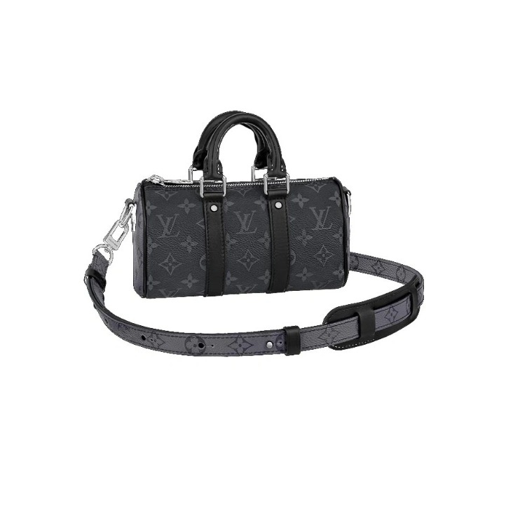 Louis Vuitton Keepall XS 老花帆布涂层饰边斜挎包 黑色
