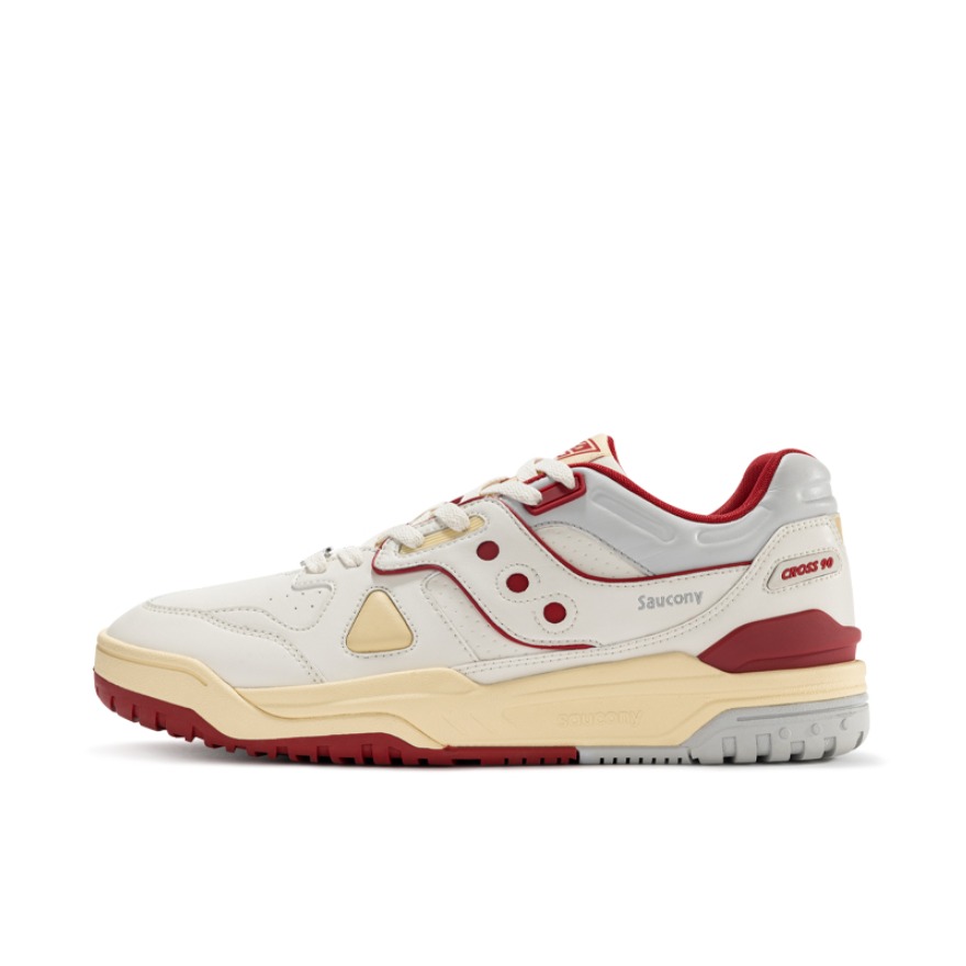 推荐商品：Saucony/索康尼 Cross 90 复古百搭 潮流 防滑耐磨 合成革 真皮 透气 增高 板鞋 运动休闲鞋 米黄