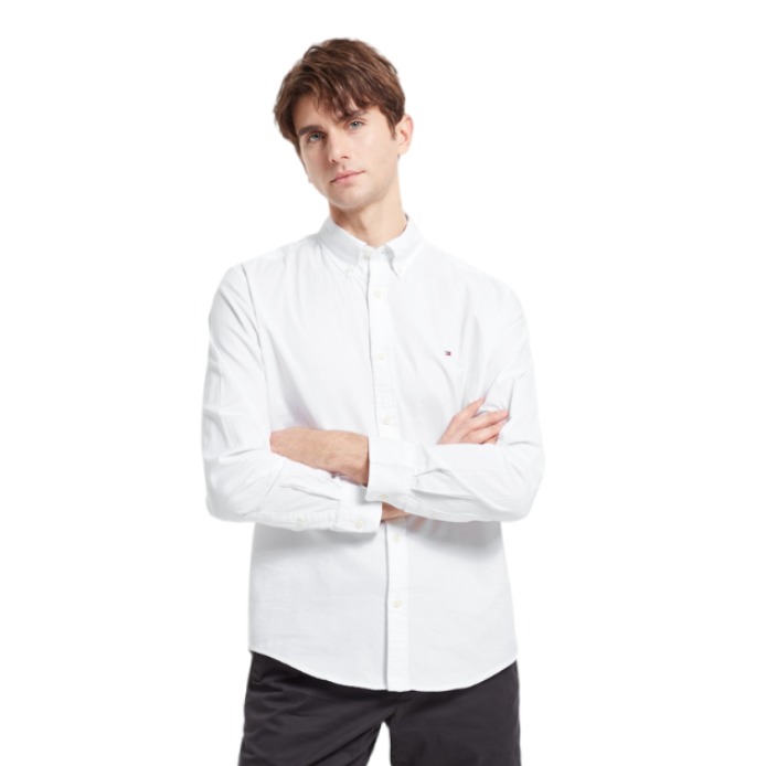 Tommy Hilfiger 纯棉商务小绣标合身尖领长袖衬衫 C8178A4322