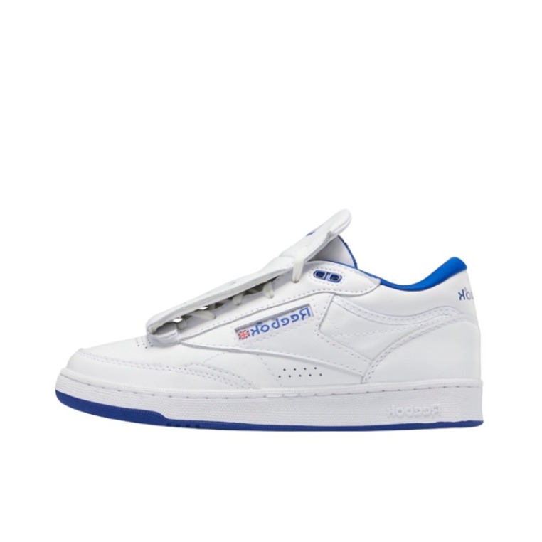 推荐商品：Reebok/锐步 Club C II 运动休闲鞋 小白鞋 防滑耐磨时尚百搭舒适轻便复古包裹性 Mountain Research联名/白色/蓝色