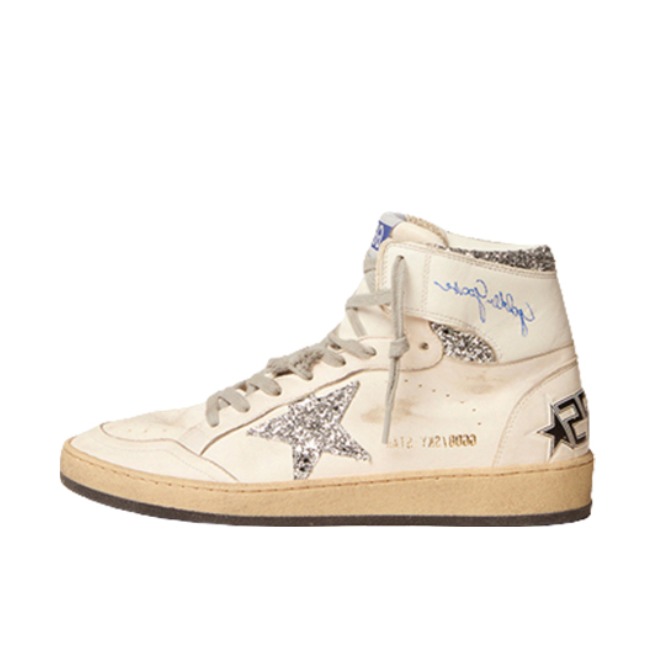 推荐商品：Golden Goose Sky-Star 时尚百搭 舒适轻便 牛皮 做旧 脏脏鞋 运动休闲鞋 白色/银色