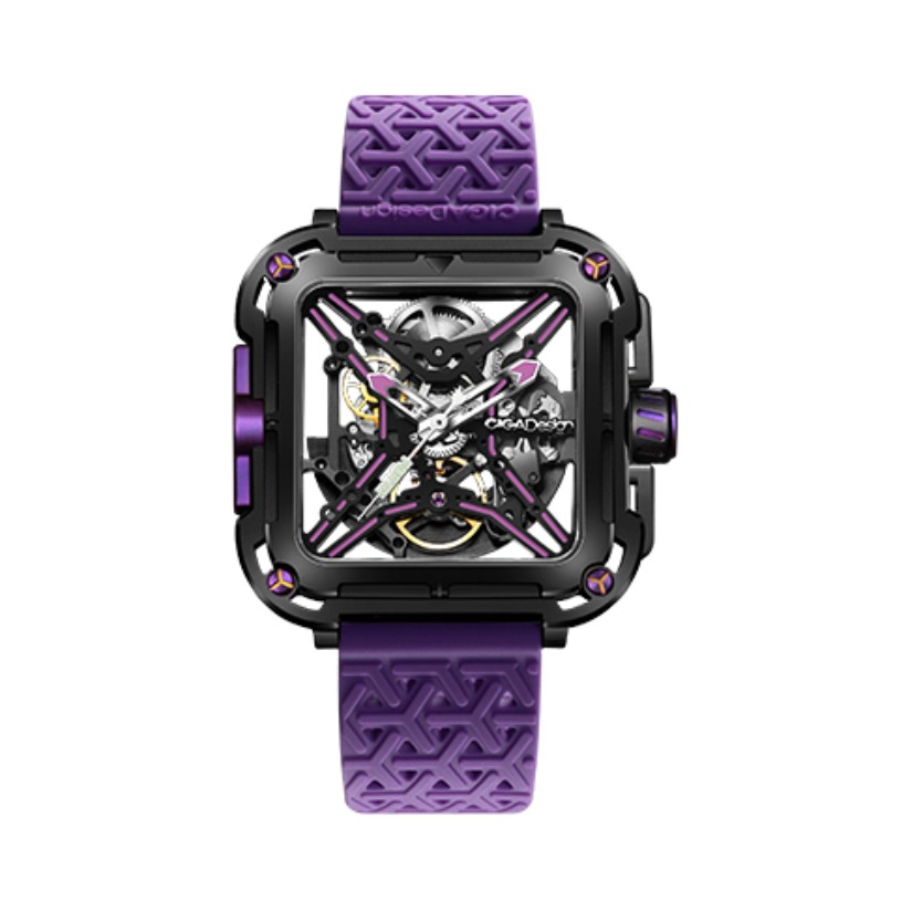 推荐商品：【FOURTRY联名款】CIGA Design/玺佳 X系列 大猩猩镂空硅胶带电镀紫机械女士手表