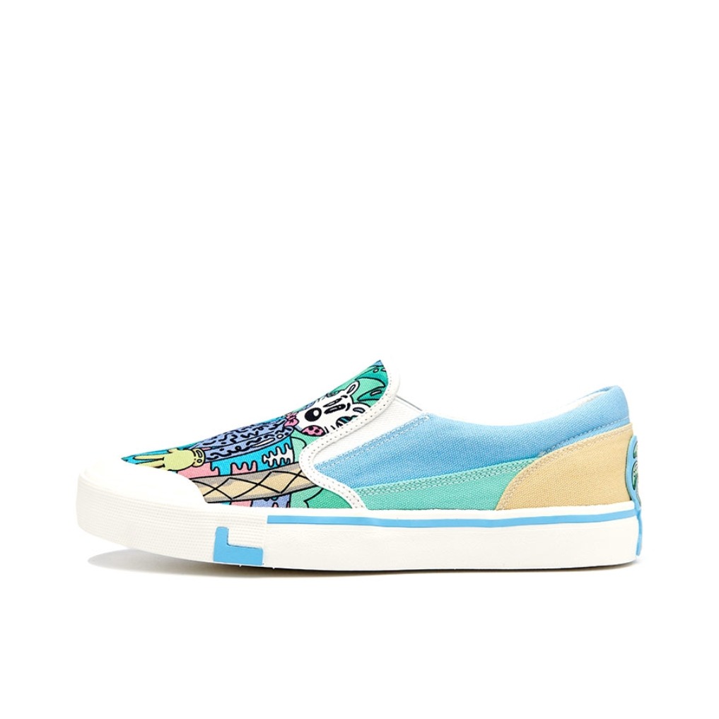 推荐商品：李宁 Slip-on 滑板文化 耐磨 时尚百搭 一脚蹬 运动 帆布鞋 Steven Harrington联名/白色/绿色