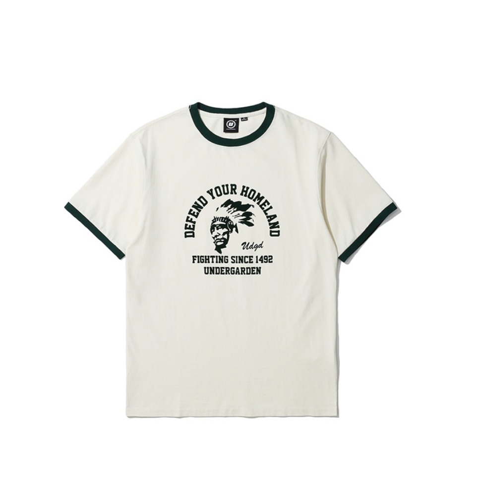 Under Garden 美式复古撞色边饰短袖T恤 1282M