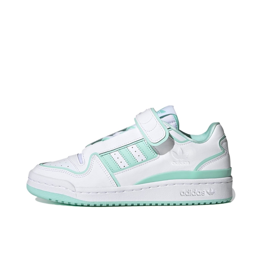 推荐商品：adidas Originals Forum 板鞋 轻便复古防滑时尚魔术贴篮球风薄底包裹性 白色/浅绿