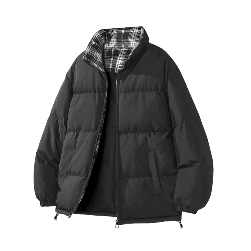 维路雅 立领格子加厚面包棉服 WLYHM247 黑