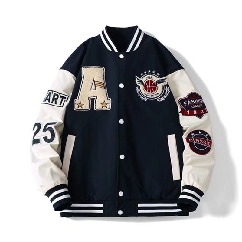 推荐商品：NTBF 薄款刺绣棒球服夹克外套 深蓝色