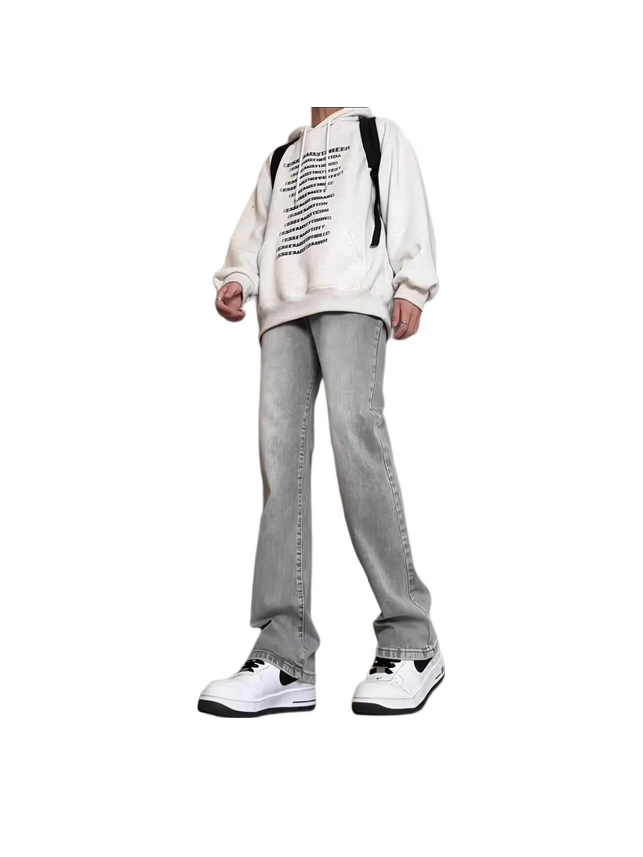 Forever21 美式系腰带高级感直筒垂感修身系带水洗做旧废土风阔腿纯色弹力中腰加绒加厚牛仔长裤 F21-ZY740 FDW-JW909黄泥染 水泥灰