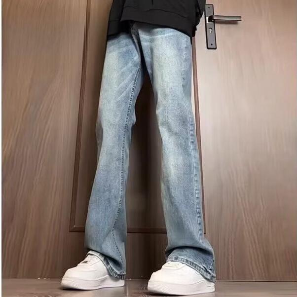 复古修身微喇弹力牛仔裤 基础色
