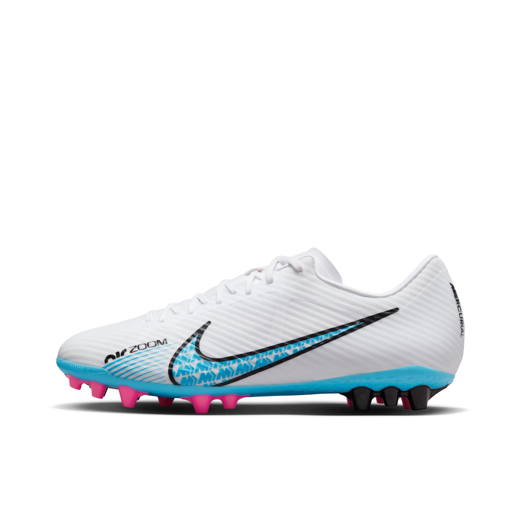 推荐商品：Nike Mercurial Vapor 15 Academy AG 中端 胶质短钉 人造草地 减震防滑耐磨圆头 足球鞋 白色/蓝色