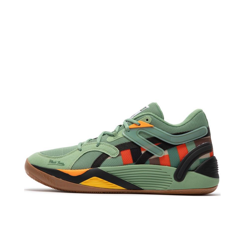 推荐商品：Puma/彪马 Trc Blaze Court 防滑耐磨 舒适减震 实战 圆头 织物 篮球鞋 灰绿色/亮橘色