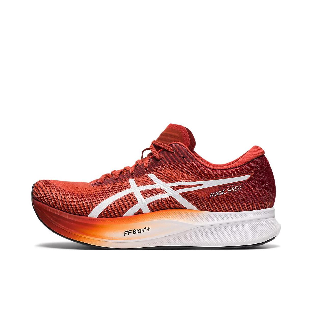 推荐商品：Asics/亚瑟士 Magic Speed 2 跑鞋 全掌FF BLAST+科技碳板马拉松网布透气缓震回弹织物竞速型 男款/2E/红色/白色