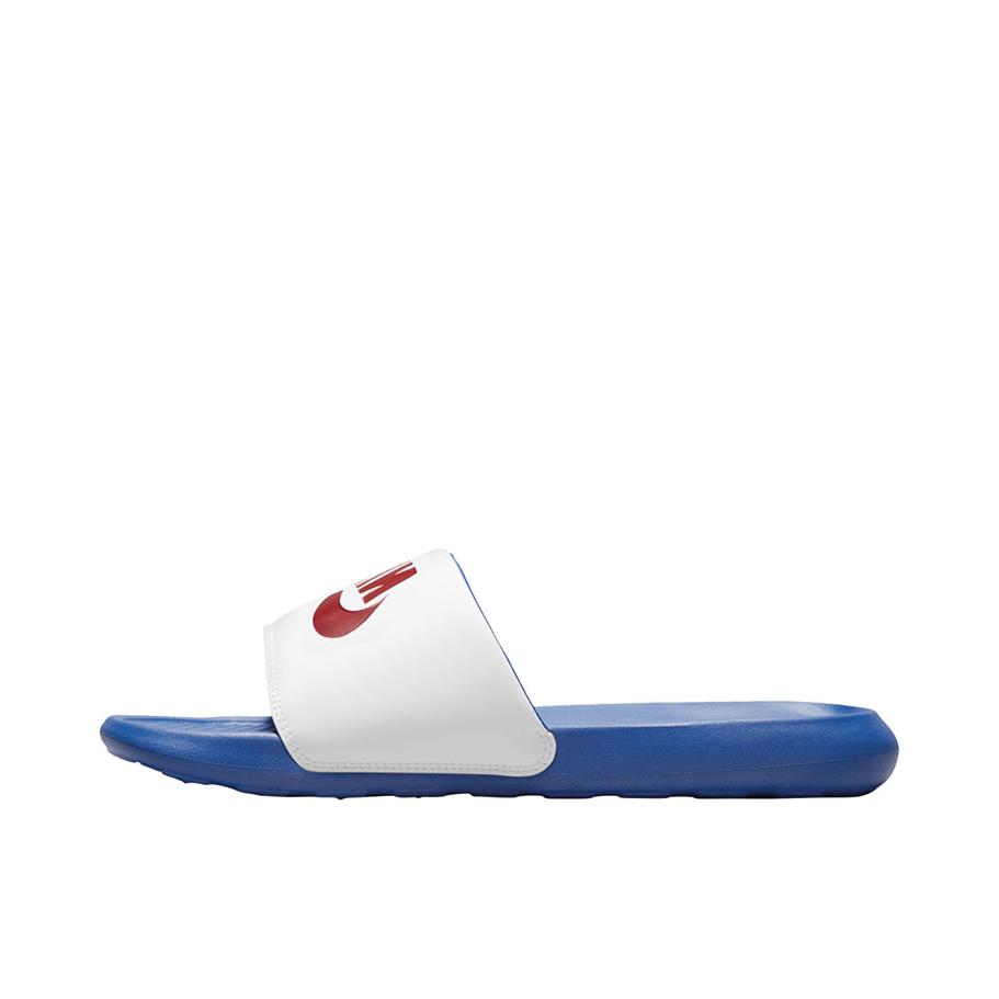 推荐商品：Nike Victori One Slide 回弹缓震 防滑耐磨 舒适轻便 透气 防水 运动 一字 拖鞋 白色/蓝色/红标