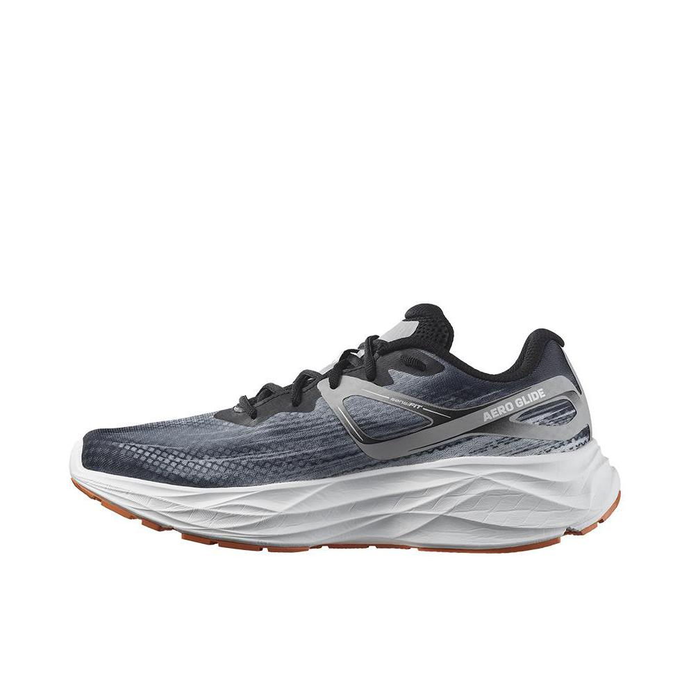 推荐商品：Salomon/萨洛蒙 Aero Glide 缓震平稳 防滑耐磨 舒适轻便 网布透气 百搭 圆头 休闲运动 跑鞋 黑色