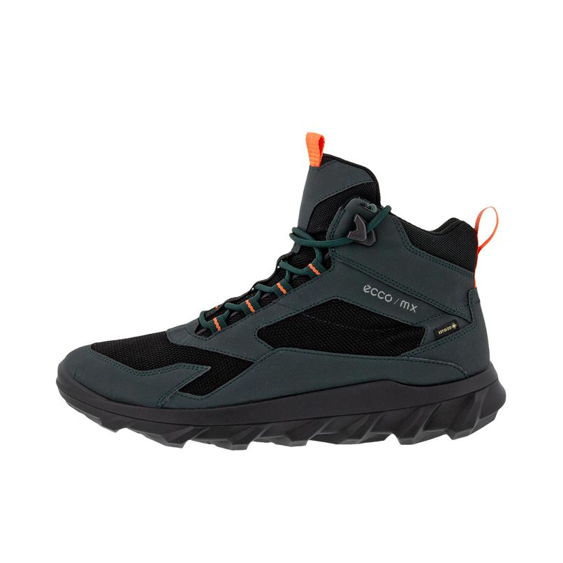 推荐商品：ECCO/爱步 Mx Gtx 舒适百搭 轻便 防滑耐磨 减震透气 拼接网面 防水织物 休闲运动 户外鞋 墨绿