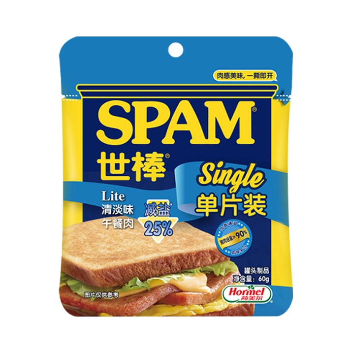 推荐商品：Spam/世棒 Single系列 午餐肉 60g 袋装 减盐