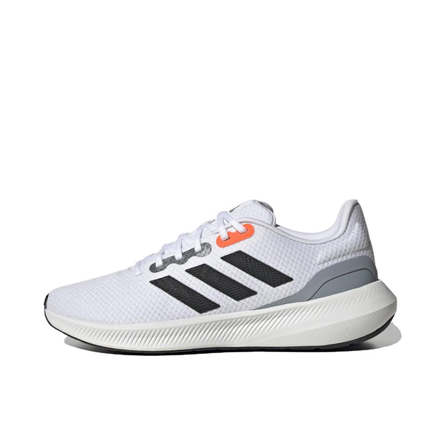 推荐商品：adidas Runfalcon 3.0 运动休闲鞋 圆头缓震回弹防滑透湿耐磨网面透气排汗 白色/黑色/橙色