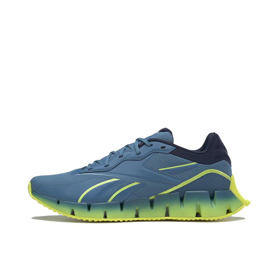 推荐商品：Reebok/锐步 ZIG Dynamica 4 跑鞋 时尚经典防滑耐磨减震回弹舒适透气轻便训练 蓝色/绿色