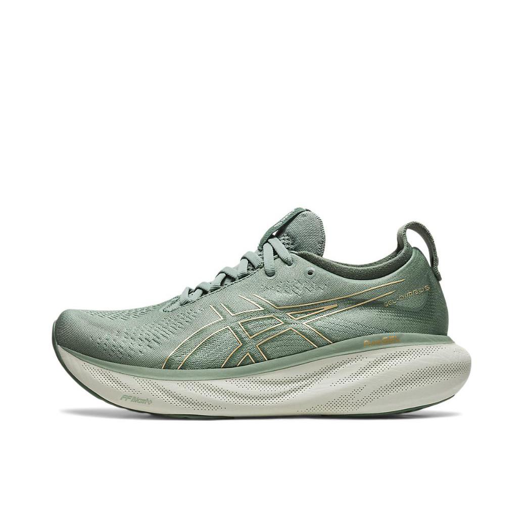 推荐商品：Asics/亚瑟士 Gel-Nimbus 25 跑鞋 稳定支撑缓震回弹舒适透气防滑耐磨防水织物轻量 浅绿色/白色