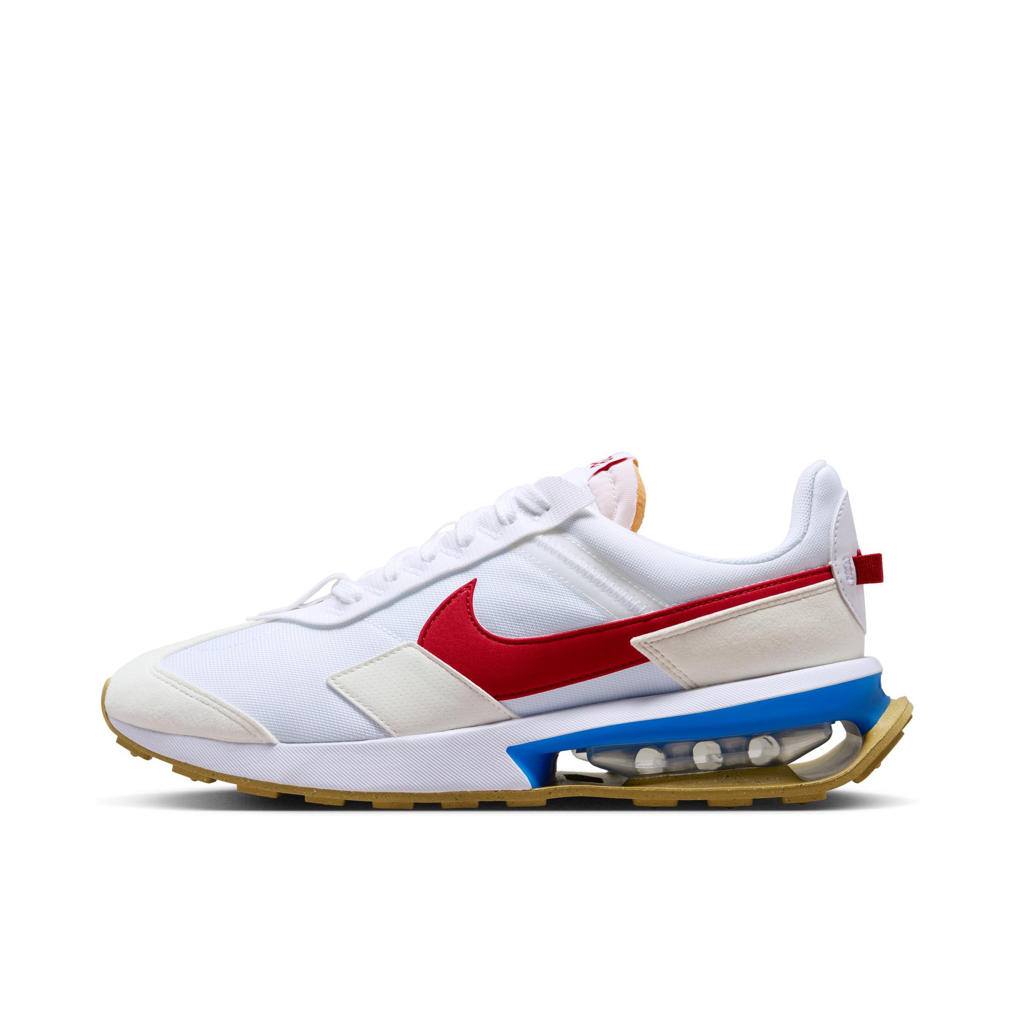 推荐商品：Nike Air Max Pre-Day 跑鞋 时尚复古气垫缓震轻便拼接织物尼龙支撑合成革抓地 白色/蓝色/红色