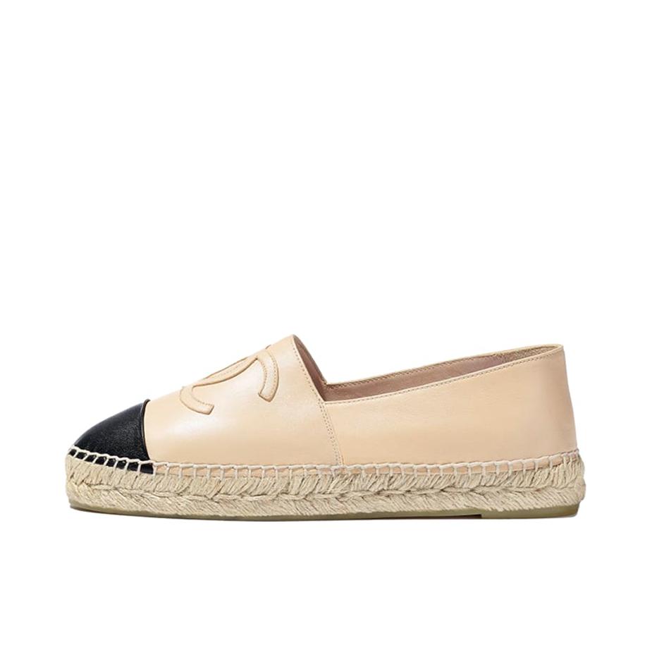 推荐商品：Chanel espadrilles G29762 X01000 94305 舒适轻便 耐磨 潮流时尚 圆头 休闲鞋 米色/黑色