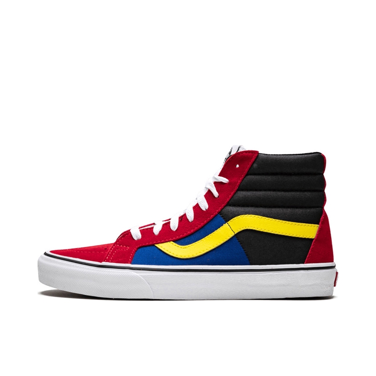推荐商品：Vans/范斯 SK8-Hi 板鞋 潮流经典拼接复古街头厚底 FireBrick/Yello/MidnightBlue 蓝红黄
