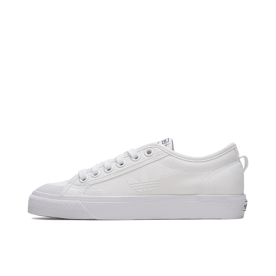 推荐商品：adidas Originals Nizza 经典复古 包裹性 轻便透气 防滑 增高 厚度 舒适 耐磨 帆布鞋 White 白色/三叶草