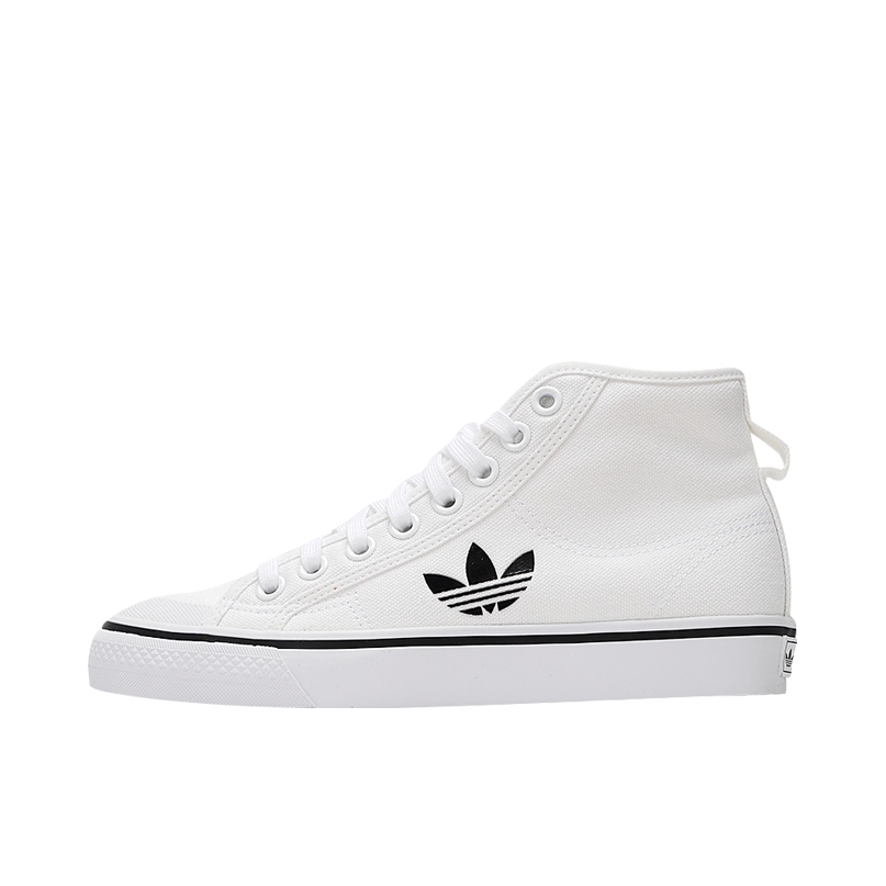 推荐商品：adidas Originals Nizza 经典复古 包裹性 轻便透气 防滑 增高 厚度 舒适 耐磨 帆布鞋 White/Black 白黑/Logo Hi