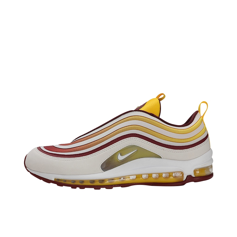 推荐商品：Nike Air Max 97 跑鞋 气垫减震全掌舒适透气防滑耐磨百搭复古织物合成革运动时尚圆头包裹性支撑 Red/Yellow/Reflective 红黄3M