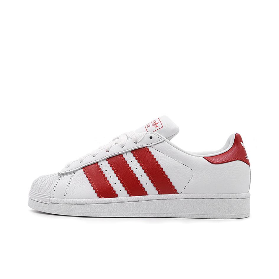 推荐商品：【宋雨琦同款】 adidas Originals Superstar 板鞋 轻便贝壳头薄底舒适百搭耐磨复古 White/Red 白色/粗红