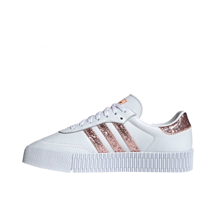 推荐商品：adidas Originals Sambarose 板鞋 防滑耐磨复古运动防水包裹性 White/Pink 白色/粉亮片