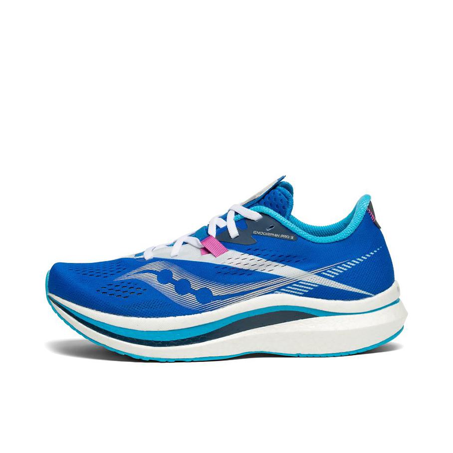 推荐商品：Saucony/索康尼 Endorphin Pro 啡鹏 2 竞速碳板 防滑耐磨 圆头 透气 防水 缓震回弹 跑鞋 女款/宝兰/白色