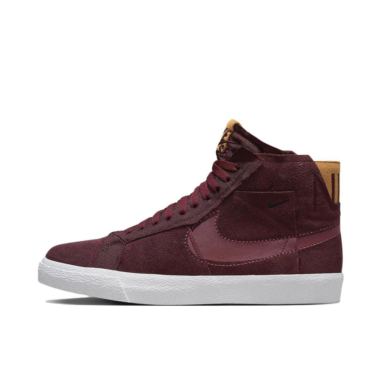推荐商品：Nike SB Blazer Zoom 滑板鞋 板鞋 拼接时尚复古防滑耐磨透气运动休闲舒适百搭 Maroon 中帮/栗色