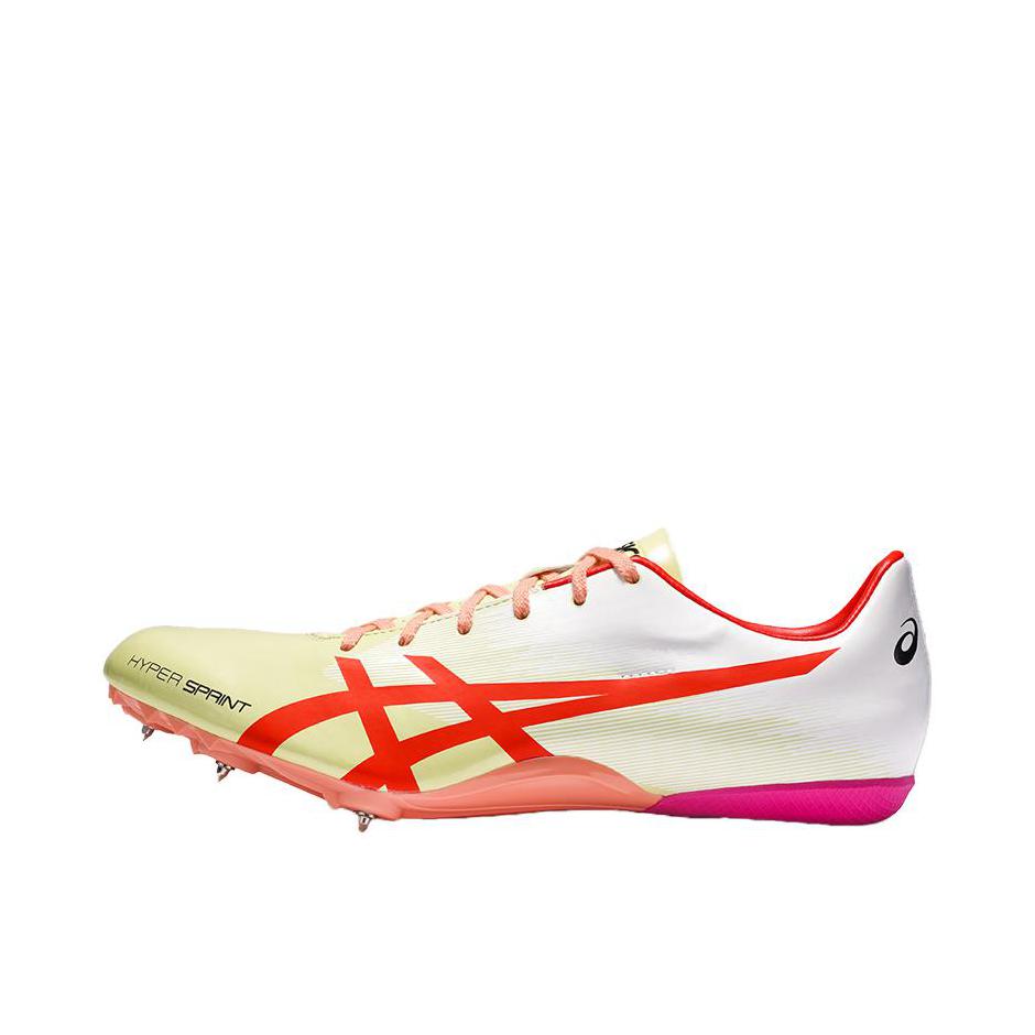 推荐商品：Asics/亚瑟士 HyperSprint 7 跑鞋 防滑耐磨包裹性短跑合成革田径 米白色/红色