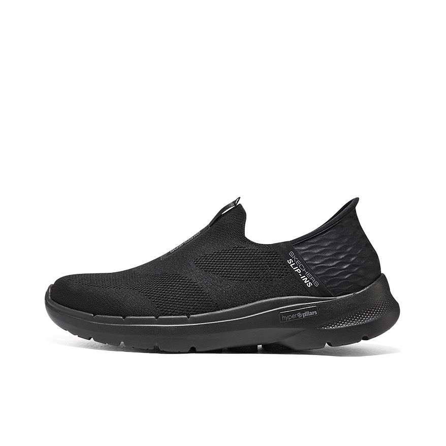 推荐商品：Skechers/斯凯奇 Go Walk 6 防滑耐磨 缓震回弹 网布透气 运动 网面 软底 一脚蹬 闪穿 跑鞋   深黑色