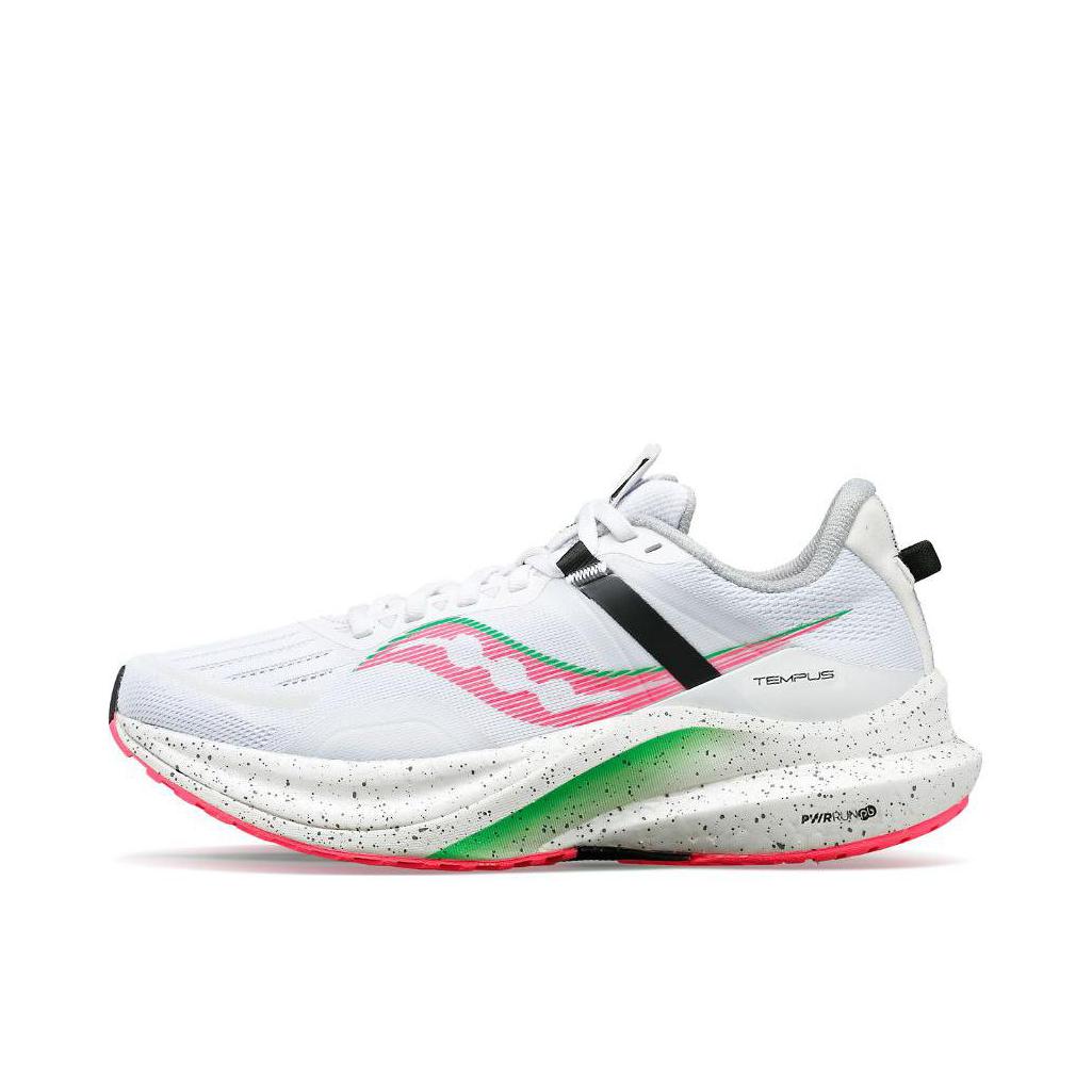 推荐商品：Saucony/索康尼  Tempus 1 坦途  防滑耐磨 缓震回弹 透气 稳定支撑 织物  跑鞋 女款/白色/粉色/绿色