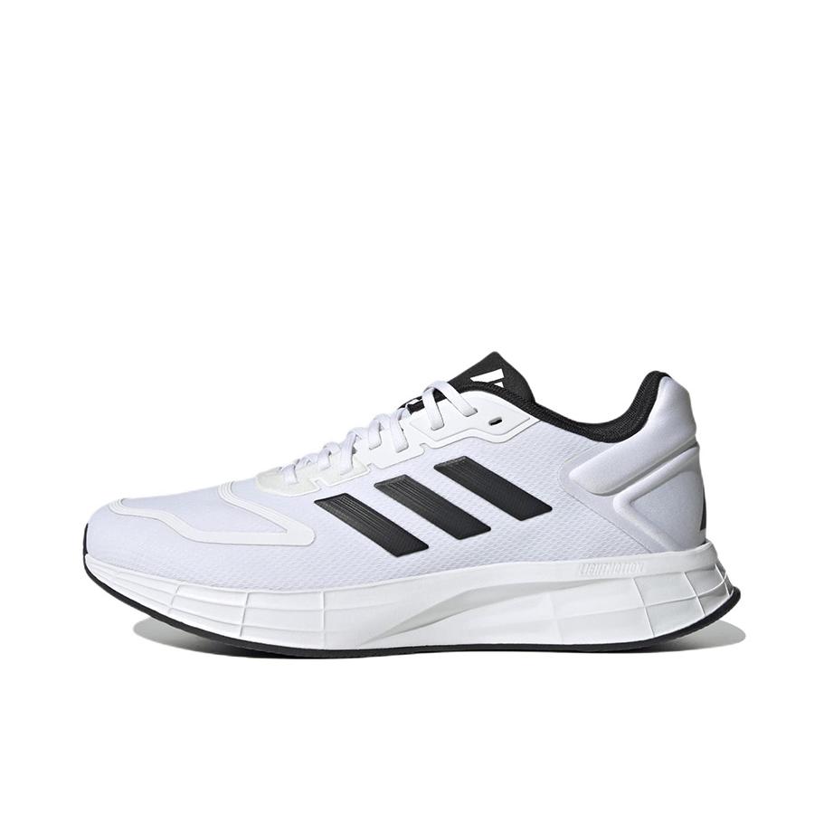 推荐商品：adidas Duramo 10 跑鞋 减震轻便防滑耐磨网面透气潮流百搭备赛短跑训练 白色/黑色