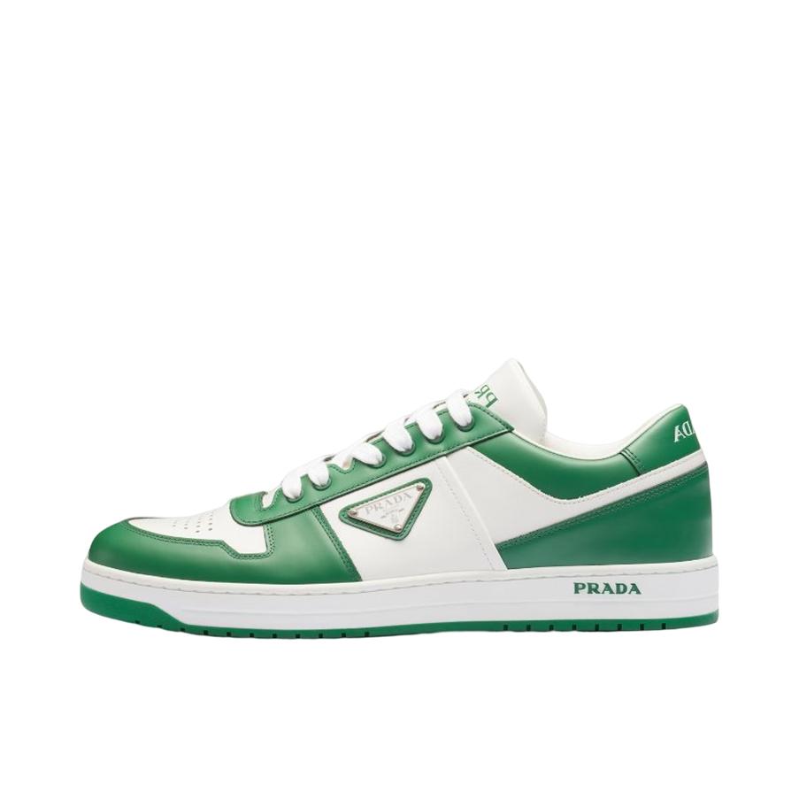推荐商品：Prada 牛皮 舒适耐磨 皮革 潮流时尚 休闲 运动鞋 2EE363_3LJ6_F0964 白色/绿色