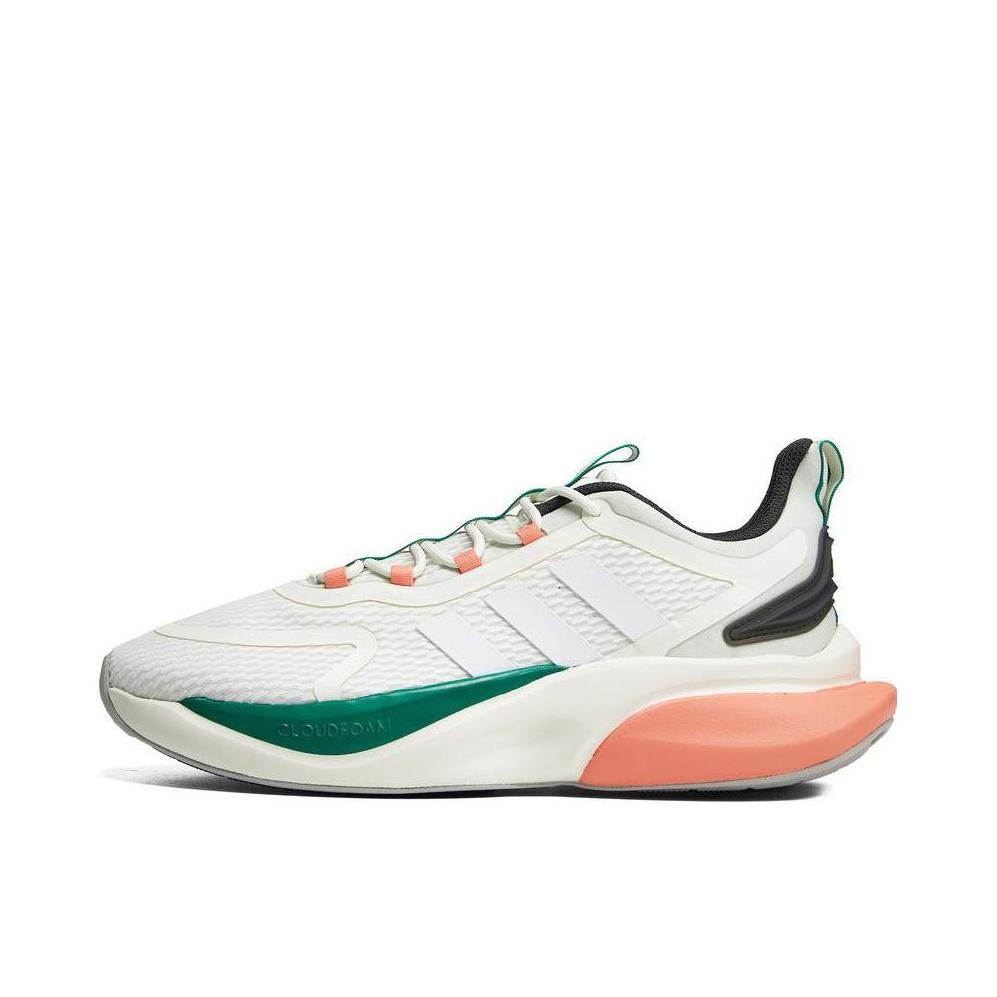 推荐商品：adidas Alpha Bounce+ 跑鞋 缓震防滑耐磨轻质网面透气织物轻运动 白色/绿色/粉色