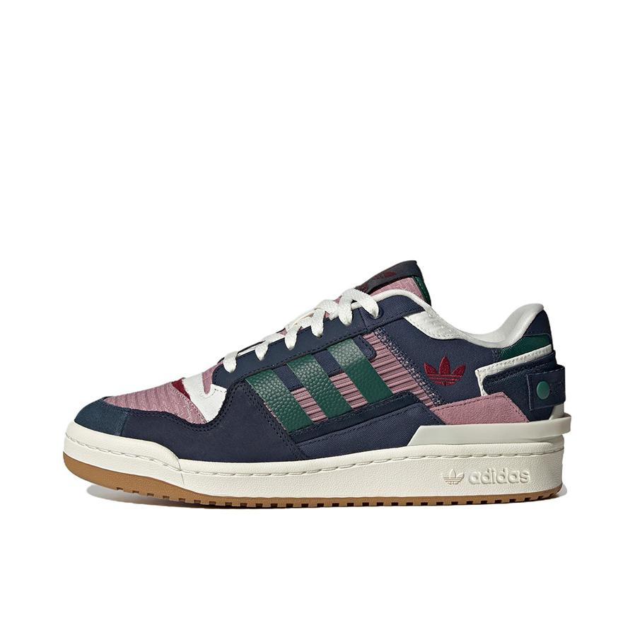 推荐商品：adidas Originals Forum Exhibit 板鞋 街头经典拼接耐磨防滑复古包裹性 藏青/粉紫/绿色