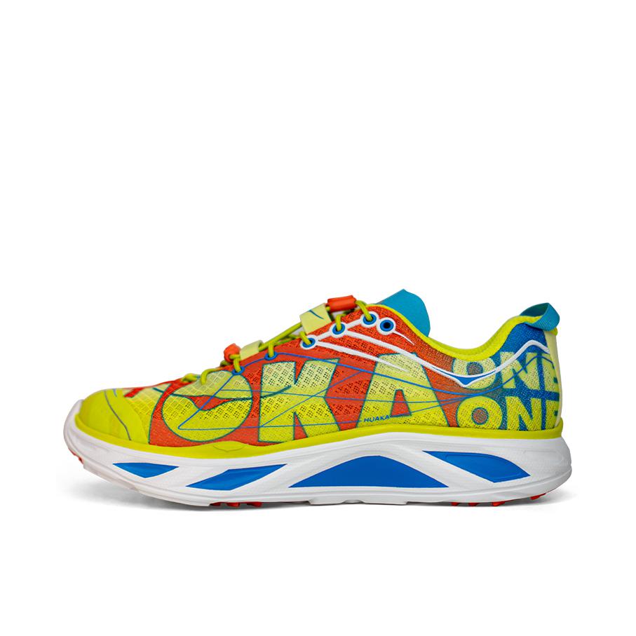 推荐商品：HOKA ONE ONE Huaka Origins 全地形 防滑耐磨 舒适透气 缓震 跑鞋 月见草绿/火红色