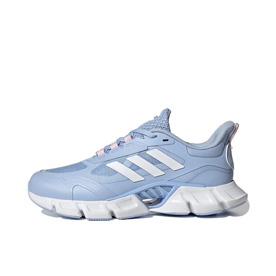 推荐商品：adidas Climacool 跑鞋 缓震回弹防滑耐磨网面透气织物合成革轻运动旋转按钮 女款/蓝色/白色