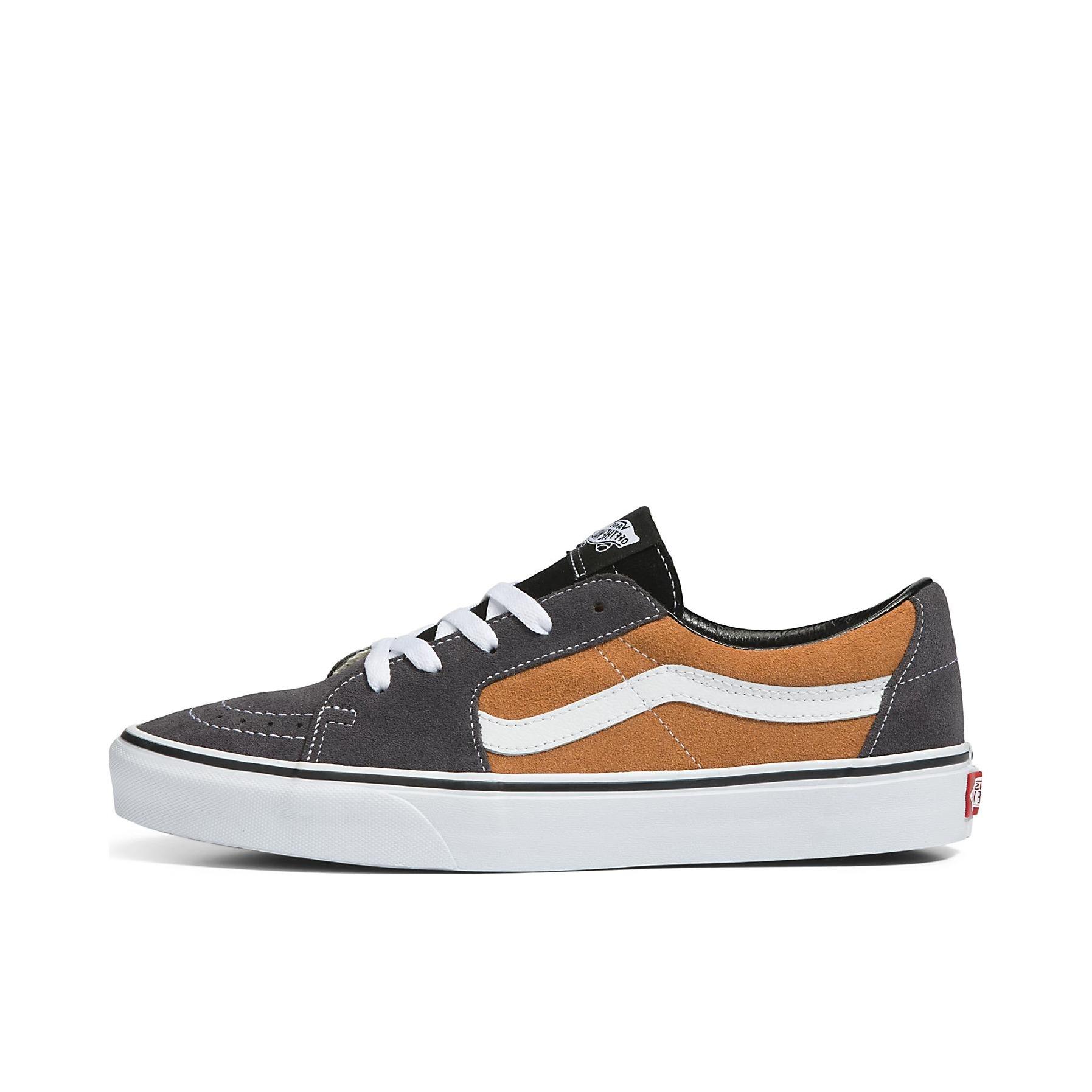 推荐商品：Vans/范斯 SK8-Low 板鞋 防滑耐磨舒适减震潮流拼接百搭休闲复古风帅气高街运动简约风薄底 橙色/灰色/白色