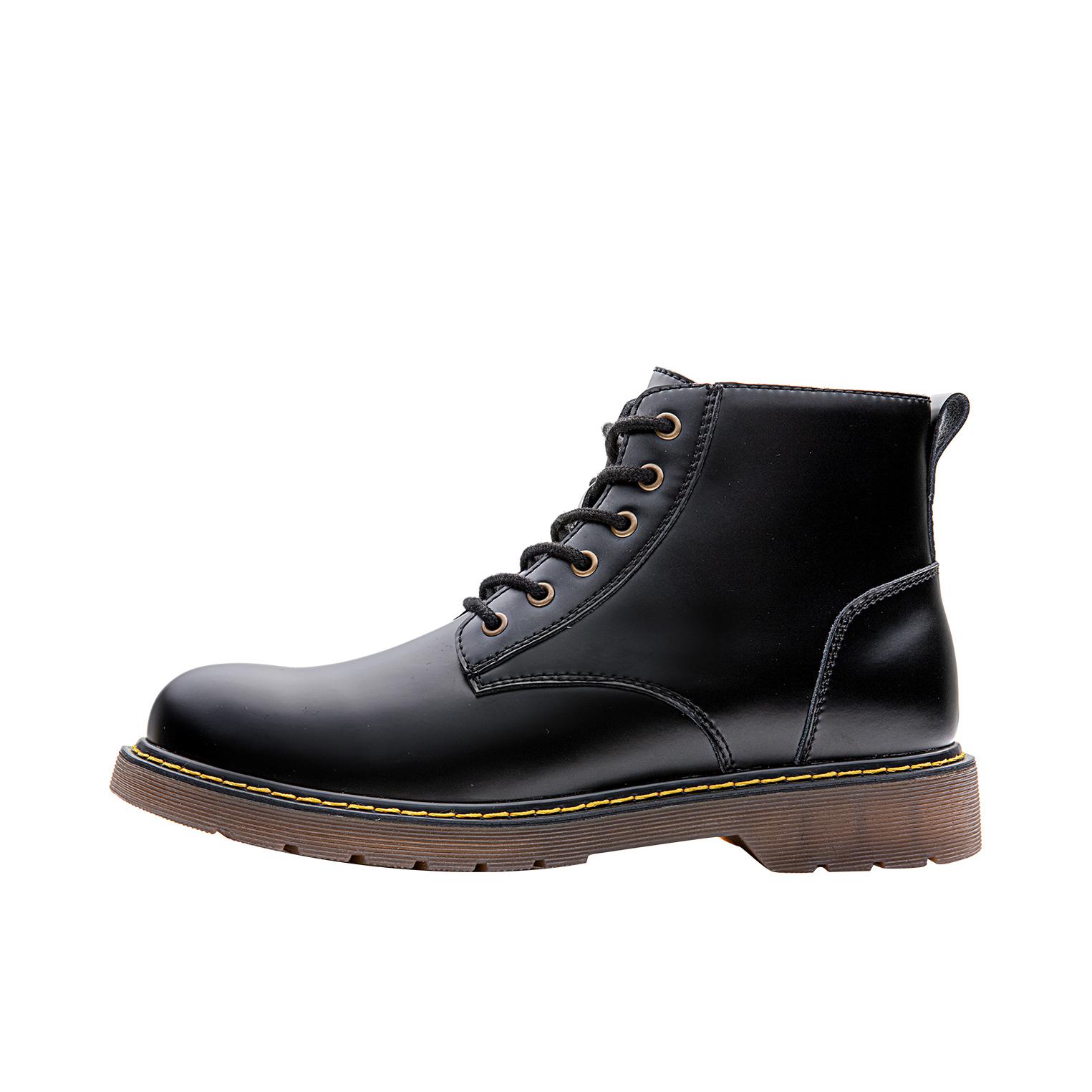 推荐商品：Maden/马登 工装靴 马丁靴 真皮圆头复古百搭中高帮英伦 MD1907089 软皮/黑色