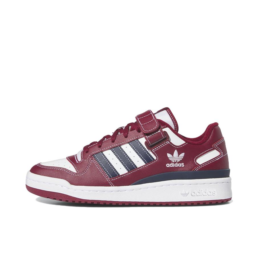 推荐商品：adidas Originals Forum 板鞋 轻便复古防滑时尚魔术贴篮球风薄底包裹性 酒红/白色/蓝色
