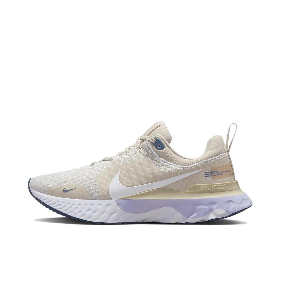 推荐商品：Nike React Infinity Run FK3 跑鞋 减震织物回弹支撑泡棉圆头 女款/燕麦色/白色/氧气紫/芬蓝