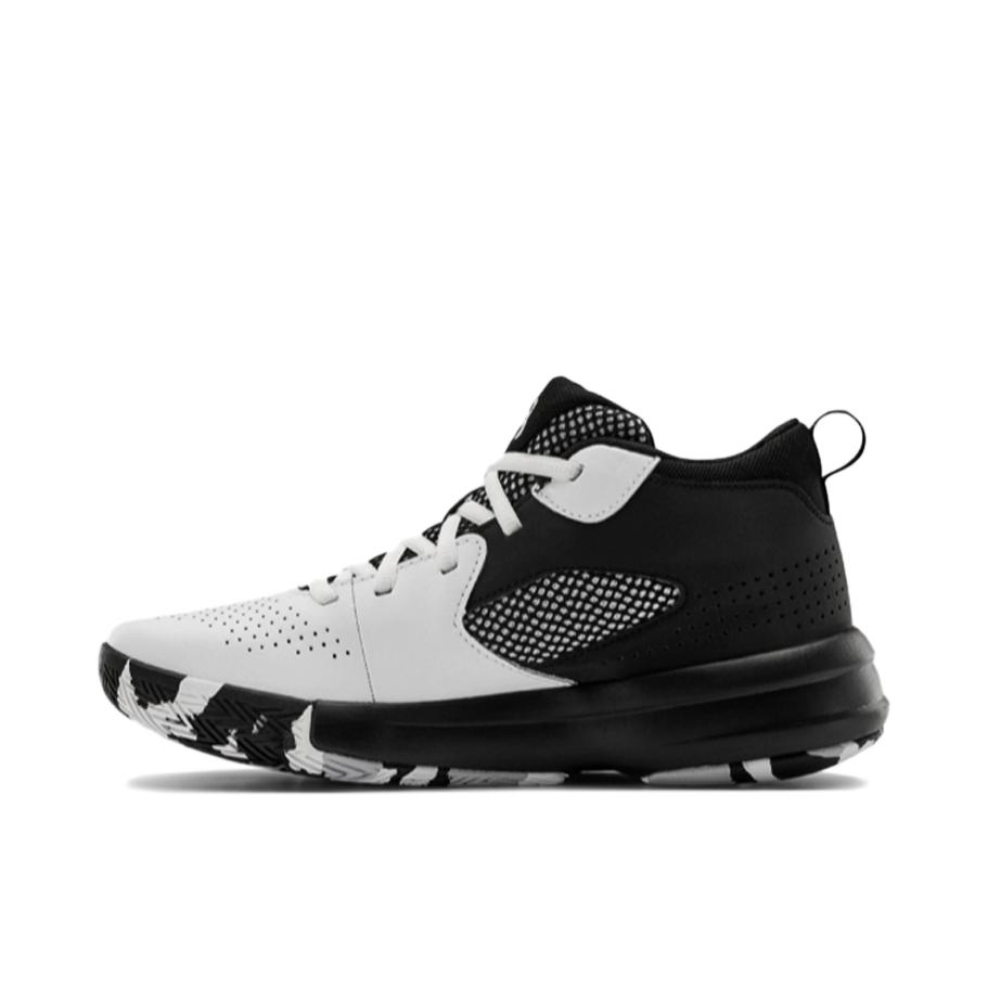 推荐商品：Under Armour/安德玛 Lockdown 5 网眼透气 缓震耐磨 合成革 网布 实战训练 篮球鞋 白色/黑色