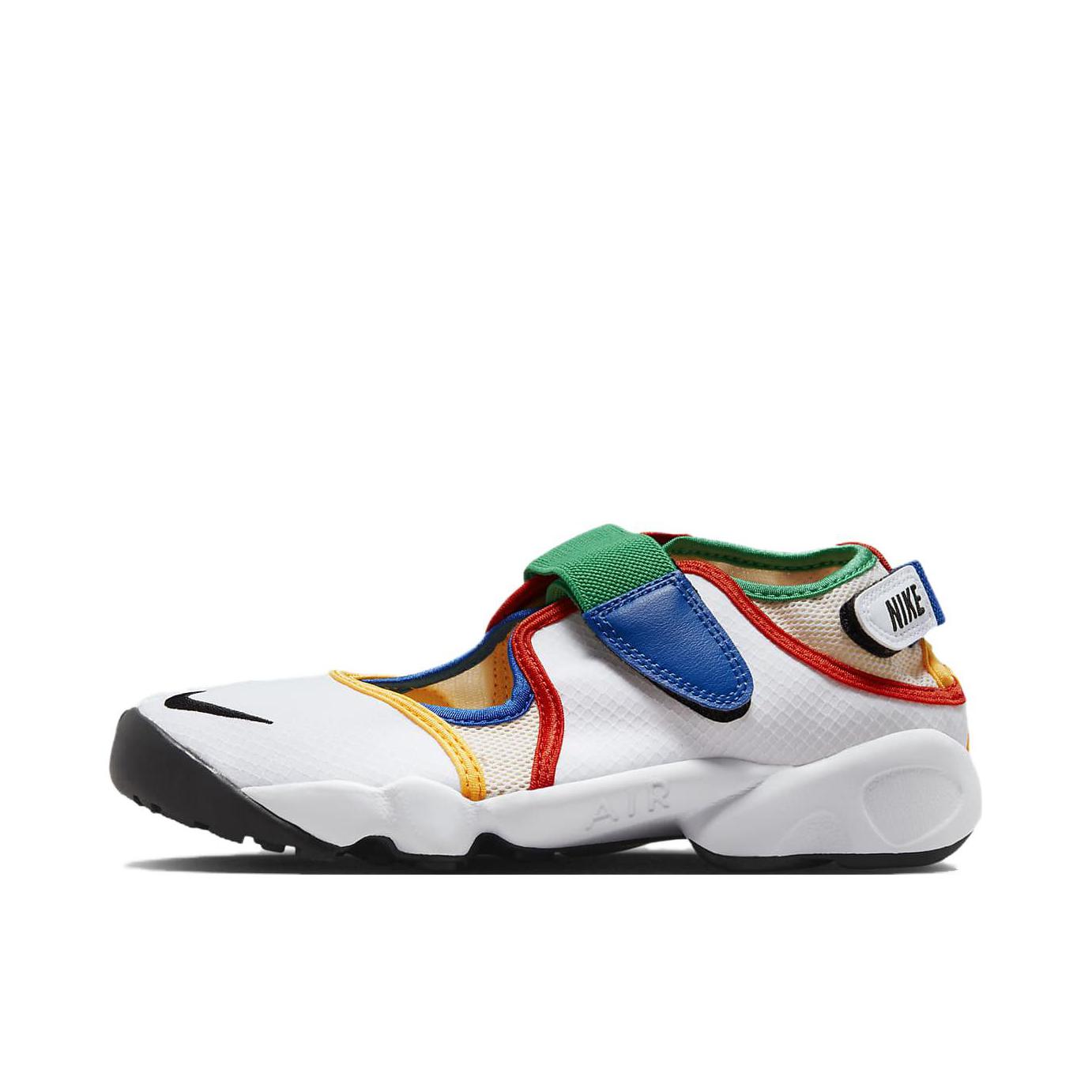 推荐商品：Nike Air Rift 分趾 防滑耐磨 缓震回弹 网面透气 舒适轻便 沙滩 魔术贴 百搭 运动休闲鞋 女款/白色/橙色