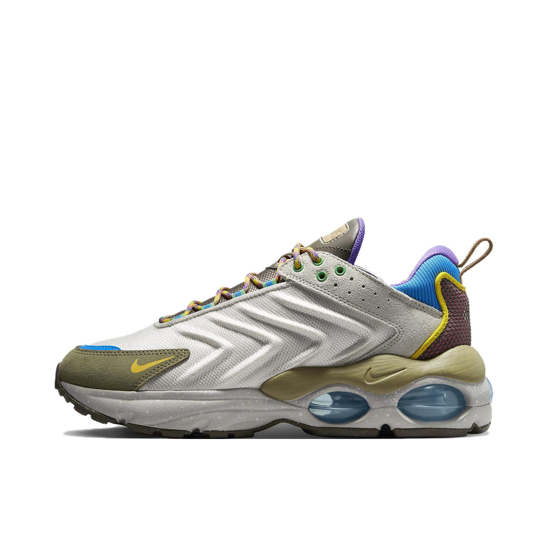 推荐商品：Nike Air Max TW 跑鞋 防滑耐磨减震透气舒适轻便织物合成革复古气垫越野 灰色/橄榄绿/蓝色
